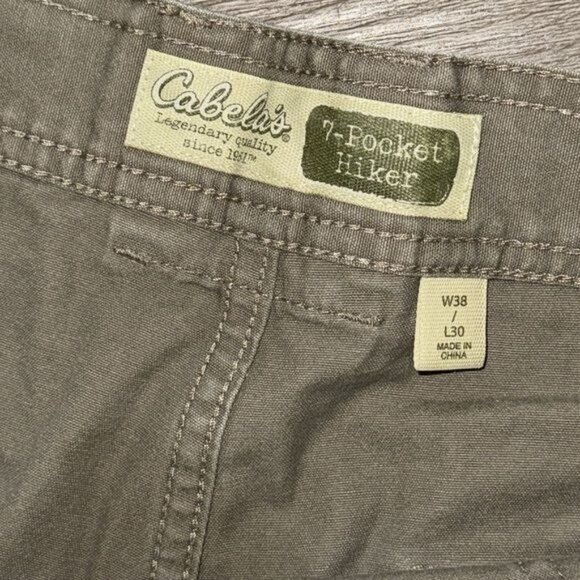 Cabelas 7-Pocket Hiker Pants W38 L30 Khaki 100% Cotton Outdoor Mens Casual - Picture 3 of 12